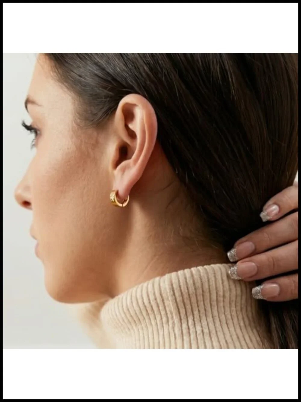 Chunky 14k Gold Huggie Hoop Earrings Hypoallergenic, Lightweight for Women